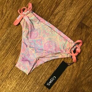 Gypsy 05 Sand Colorful Mosaic Neon Multi Cheeky Swim Bikini Bottom Size XS